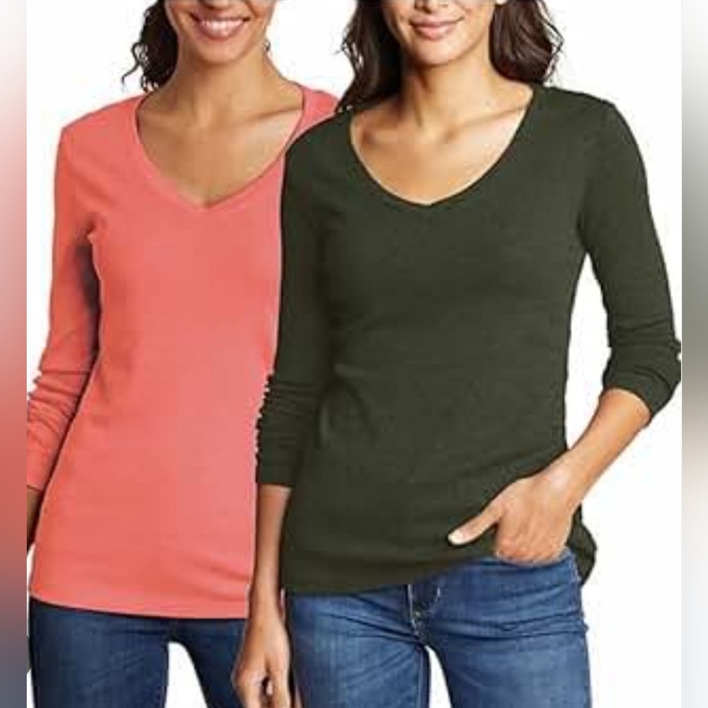 Eddie Bauer Women's V-Neck Long Sleeve Top, Size Medium, NWT